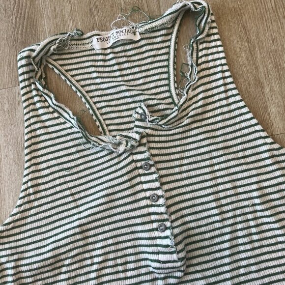 Womens Project Social T Green/White Stripe Tank Top - XS - Picture 2 of 4